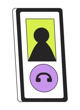 Phone display with decline button flat line color isolated vector object Stock Illustration