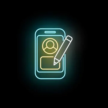 Phone displaying user profile with editing pencil Stock Illustration