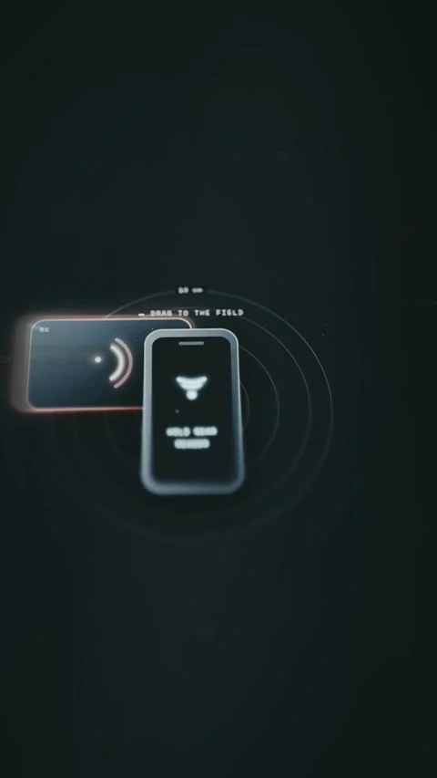 Phone Dragged Toward NFC Payment Field - Detailed Interface View Stock Footage 336401488
