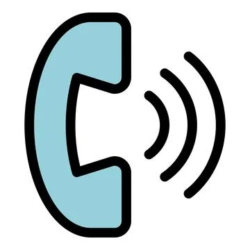Phone emitting ringing sound waves, communication technology icon Stock Illustration