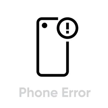Phone Error Camera icon. Editable line vector. Illustrazione stock