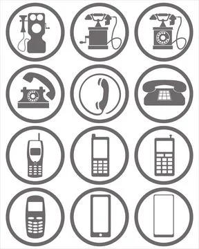 Phone evolution icons Stock Illustration