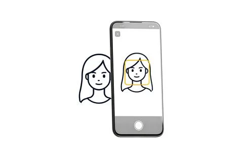 Phone face scanning identification, isolated 스톡 일러스트