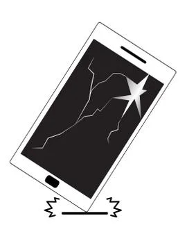 Phone falls icon on white background. broken screen sign. Stock Illustration