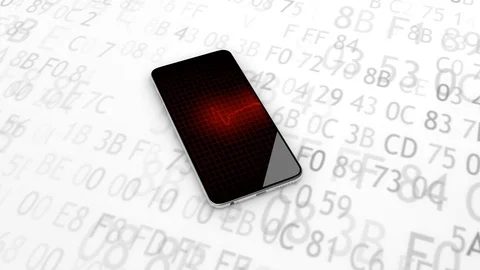 The phone is faulty, broken, not working. Real cardiogram of a bad heart. 45. Stock Footage 101884609