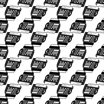 Phone fax in perspective pattern seamless vector 스톡 일러스트