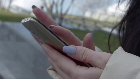 Phone in female hands Stock Footage 74636659