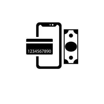 Phone Finances App, Mobile Payment Services Solid Flat Vector Icon Isolated.. 스톡 일러스트