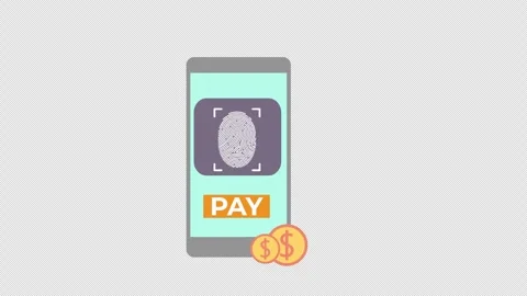 Phone with Finger print to pay icon Animation loop motion graphics video tr.. Stock Footage 263315948