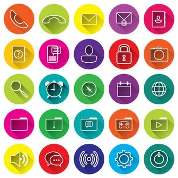 Phone flat icons for application Stock Illustration