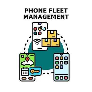 Phone fleet management application concept illustration Stock Illustration