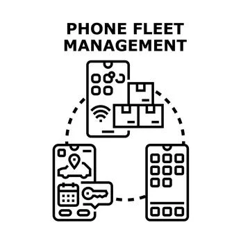 Phone fleet management application concept illustration Stock Illustration