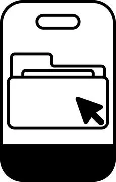 A phone with a folder in the pocket and a mouse cursor on it Stock Illustration