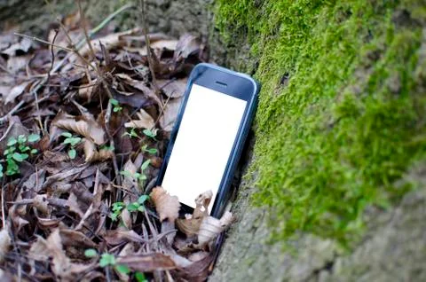 Phone found in forest Stock Photos