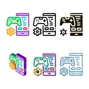 Phone game app icon range vector outline Stock-Illustration