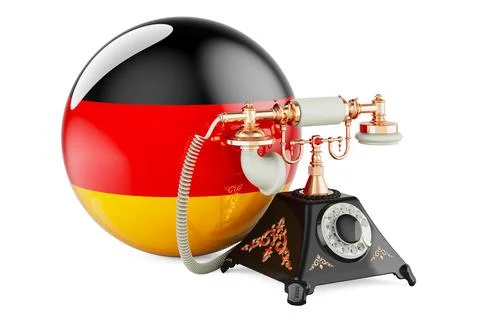 Phone with German flag. Communication services in Germany, concept. 3D render Stock Illustration