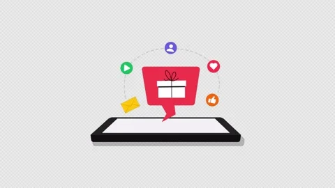 Phone with Gift Box Notification and Icons Animation Video - Transparent 스톡 동영상 334118939