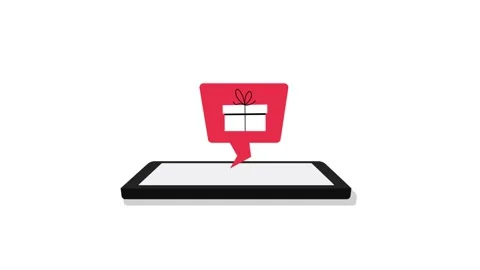 Phone with Gift Box Notification. Online Reward Concept Animation Stock Footage 334118913