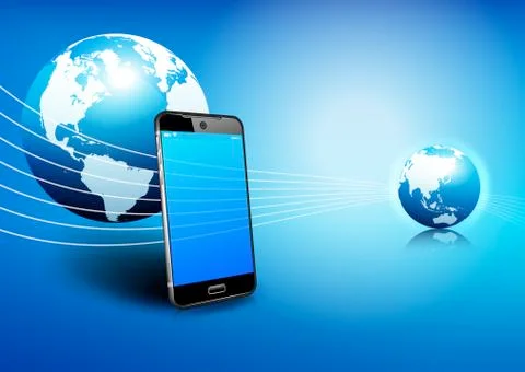 Phone Global Digital Communication World Background Illustrazione stock