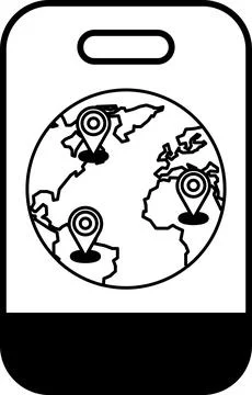 A phone with a globe on it with three dots on it Stock Illustration