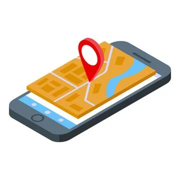 Phone gps map icon isometric vector. Mobile route Stockillustratie