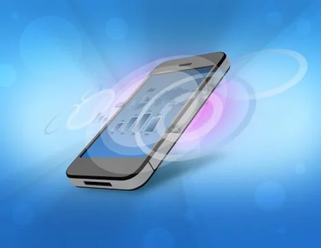 Phone with graphics and maps of the world 스톡 일러스트