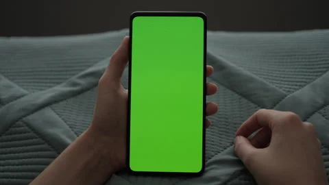 Phone With Green Mock-up Screen Chroma Key Surfing Internet Watching Conten.. Stock Footage 314834146