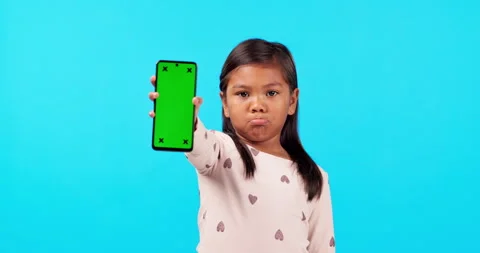 Phone, green screen and a moody girl on ... | Stock Video | Pond5