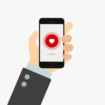 Phone in the hand with like Illustrazione stock