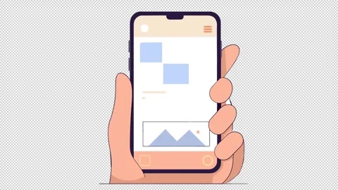 Phone in hand. Mobile UI animation. Cartoon Stock Footage 324901927