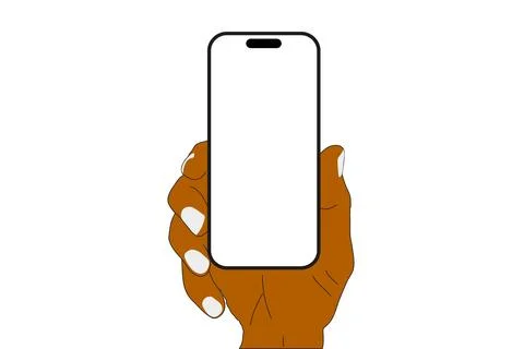 A phone  in a hand on a transparent background in vector format Stock Illustration