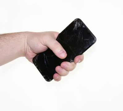 Phone in hand on a white background Stock Photos