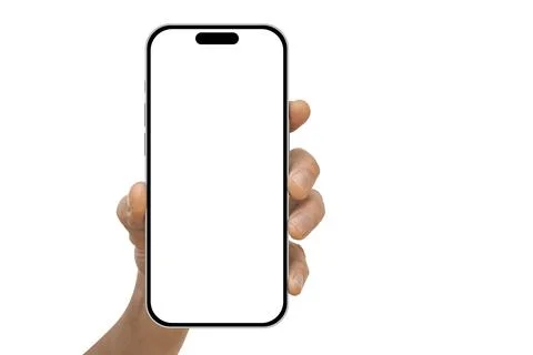 A phone in a hand on the white backgrounds Stock Photos