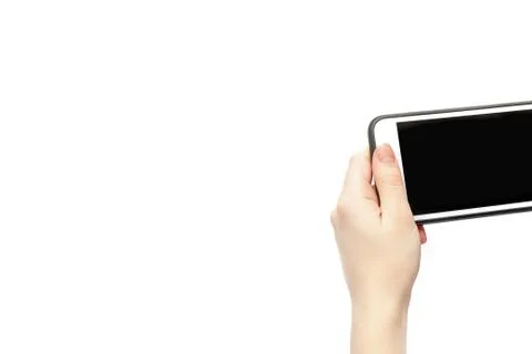 Phone in hands on a white background 스톡 사진
