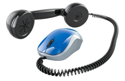 Phone handset with computer mouse, 3D rendering Stockillustratie