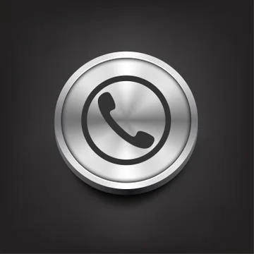 Phone handset icon on silver button. Stock Illustration