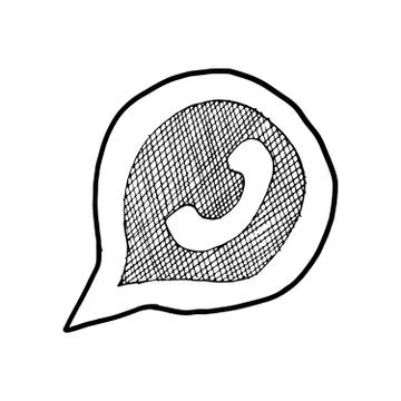 Phone handset in speech bubble hand drawn icon, vector illustration isolated  Stock Illustration