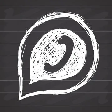 Phone handset in speech bubble hand drawn icon, vector illustration on chalkb Illustrazione stock