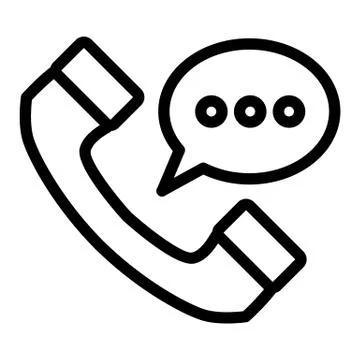 Phone handset with speech bubble line icon. Handle phone with message Stock Illustration