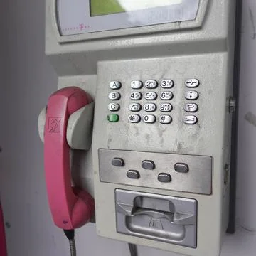 Phone hang up from a side angle view Foto stock