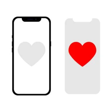 Phone with a heart like a message. Vector illustration in flat style. 스톡 일러스트