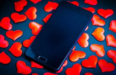 Phone with a Hearts Stock Photos