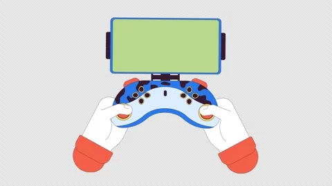Phone holder for game controller line 2D character hands animation Stock Footage 274096239