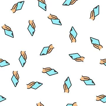 Phone holding for watching video vector seamless pattern Stock Illustration
