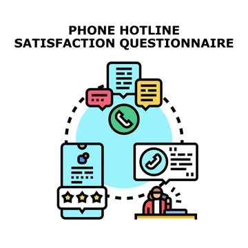 Phone hotline customer support satisfaction questionnaire concept Stock Illustration