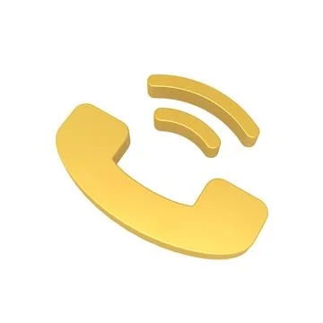 Phone Icon 3D Render Gold Color, Mobile Number Icon Stock Illustration