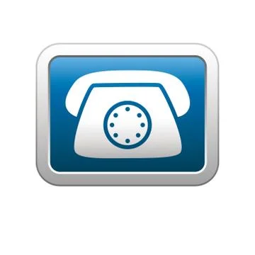 Phone icon on blue button Stock Illustration