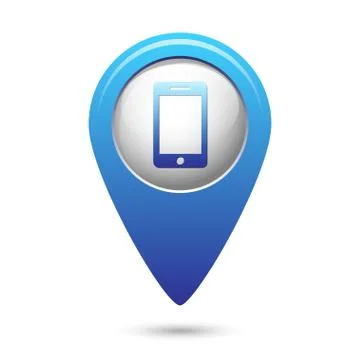 Phone icon on blue map pointer Stock Illustration