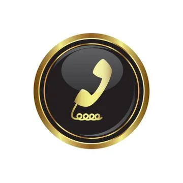 Phone icon button gold Stock Illustration
