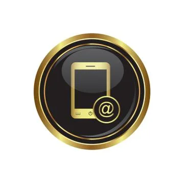 Phone @ icon gold Stock Illustration